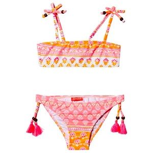 SunUVA Girls Sherbert Pink Block Bandeau Bikini
